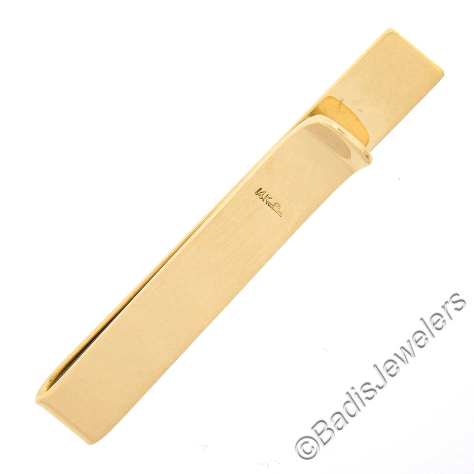 Clip de barra de corbata Estate de oro amarillo de 14 k con perlas cultivadas pulidas grabadas de 1,7" para hombre Foto 3 de 4
