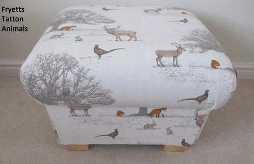 Fryetts Bergen Ochre Fabric Footstool Mustard Footstall Pouffe Flowers Accent - Picture 5 of 24