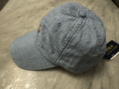 Neu Polo Ralph Lauren Herren blau Chambray Denim Baseballkappe - Bild 3 von 6