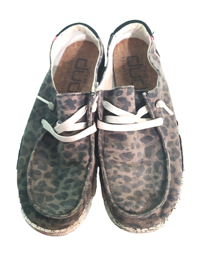 Women’s Hey Dude Wendy Jungle Brown Loafers Shoes Slip On 7 Iron Canvas Blk Pink - Picture 1 of 5