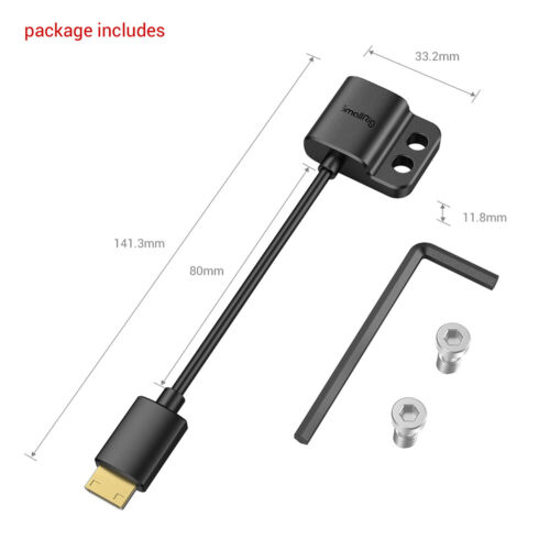 SmallRig Ultra Slim 4K HDMI Adapter Cable (C to A) 3020 with 2x 1/4-20 Screw New - Picture 1 of 6