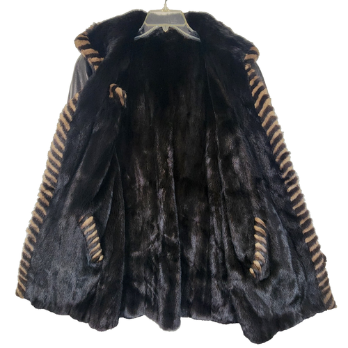 Abrigo reversible de visón de piel de alta costura Arnold Scaasi visón cuero suave ASO Streisand - Imagen 3 de 21