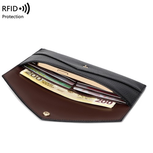 RFID Anti-Theft Purse for Women Lychee Prin PU Leather Envelope Long Wallet - Picture 2 of 18