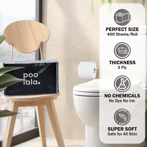 100% Organic Bamboo Toilet Paper Rolls - 6 Pack, 3 Ply, 400 Sheets per Roll - Un - Picture 2 of 7