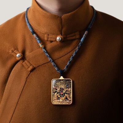 Tibetan Thangka Pendant Lhamo Jambhala Green Tara Amulet Car Hang Buddhist Charm