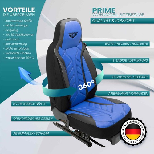 Fundas de asiento de autocaravana adecuadas para Morelo Cruiser 45147 SL Plus (negro-azul) - Imagen 10 de 12