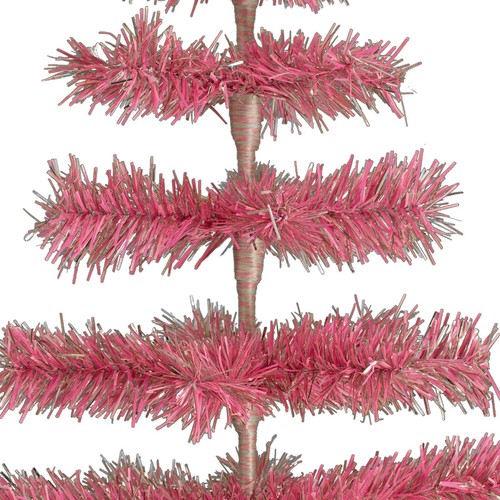 36in Pink and Silver Firework Tinsel Christmas Tree, Wood Metal Stand Included - Picture 3 of 5