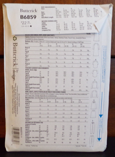 Butterick Sewing Pattern B6859 Misses Dress Tops Skirt Pants Knit Size XS-MED UC - Picture 3 of 6