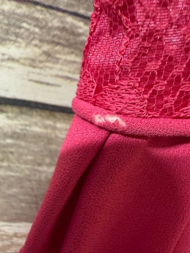 Vintage 1980s Sleeveless Bright Pink Lace Bow Dress Party M Medium - Picture 2 of 4