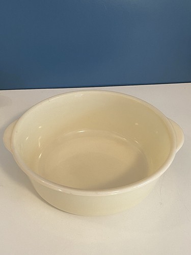 Vintage Fire King Oven Glass Ivory Cream Casserole Dish with Lid & Stand/Trivet - Picture 10 of 17