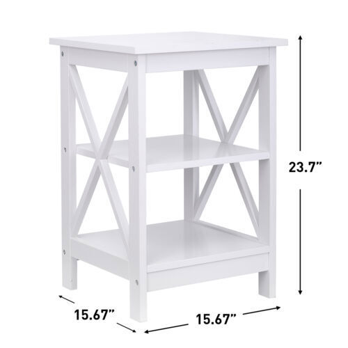 24" End Table Sofa Side End Storage Display Shelf Organizer 2 Tiers Tables Home - Picture 2 of 12
