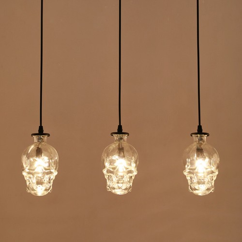 Retro LED Hanging Lamp Skull Pendant Light Ceiling Fixtures E14 Bulb Coffee Shop - Picture 12 of 18
