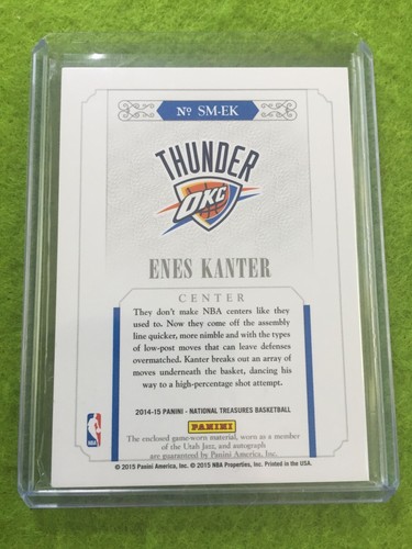 ENES KANTER FREEDOM AUTO NATIONAL TREAURES JERSEY CARD 2014-15 Panini  RPA # /75 - Picture 11 of 12