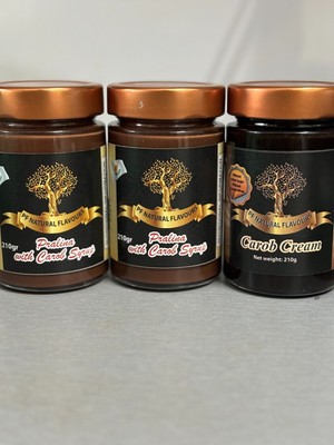 A Pack of 2 Pralina With Carob Syrup & 1 Carob Cream Unsweetened Natural Flavor