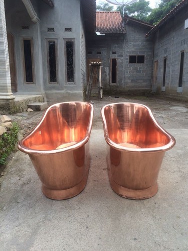 Copper Bathtub "Britannica" Hand Made Package Deal Taps/Waste/Overflow/Basin - Picture 4 of 12