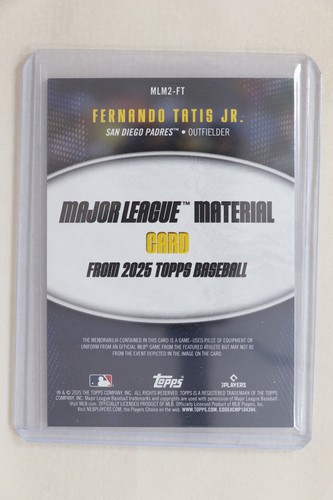 Fernando Tatis Jr. 2025 Topps Series 2 Baseball Memorabilia MLB Material Padres - Picture 2 of 2