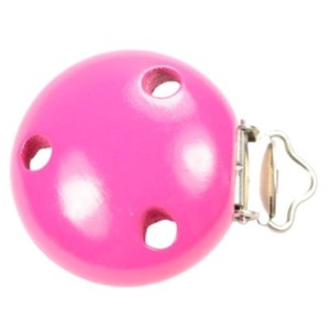 Clip Pince Attache Tetine en Bois Rond fushia Mat 3cm Creation attache tetine