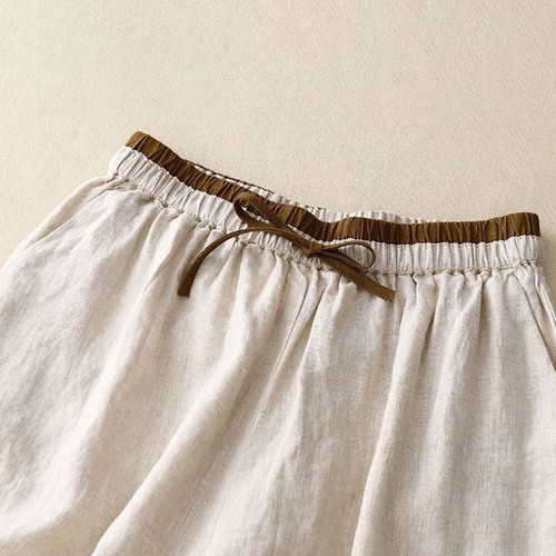 Women Lady Summer Cotton Linen Shorts Drawstring Wide Leg Casual Loose Hot Pants - Picture 10 of 20