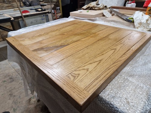 Handmade Oak Table Tops 100cm x 100cm X 50mm Approx. Wax Finished. - Picture 3 of 9