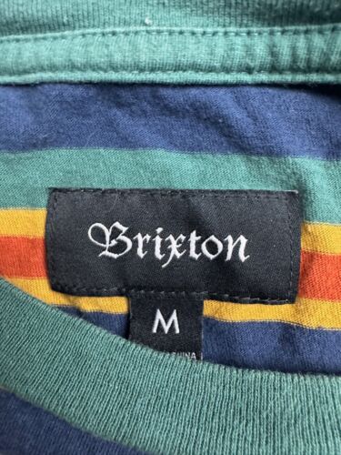 Brixton Retro Boxy Striped Crewneck Tee Men's M Colorful Striped Short Sleeve - Picture 2 of 9