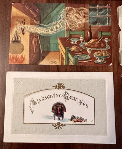 Set 10 antike Postkarten Weihnachten Thanksgiving Cowboy Anfang des 20. Jahrhunderts 1 Cent Stempel - Bild 7 von 15