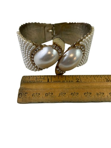 Brazalete de colección con almejas de perlas y diamantes de imitación - Imagen 2 de 6