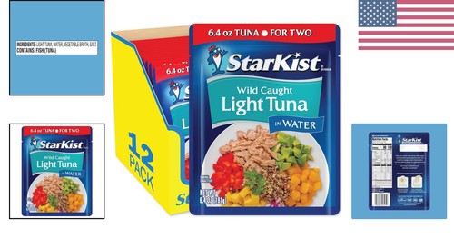 Delicious Chunk Light Tuna in Water - 12 Pack of 6.4 Oz Flavor Fresh Pouches - Picture 2 of 11
