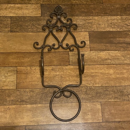 Antique Style Ornate Brown Metal Towel Ring Hooks Towel Holder Wall Mounted - Picture 9 of 24