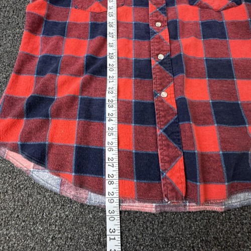 Vintage Karman Red Black Pearl Snap Long Sleeve Plaid Button Shirt Mens Medium - Picture 8 of 12
