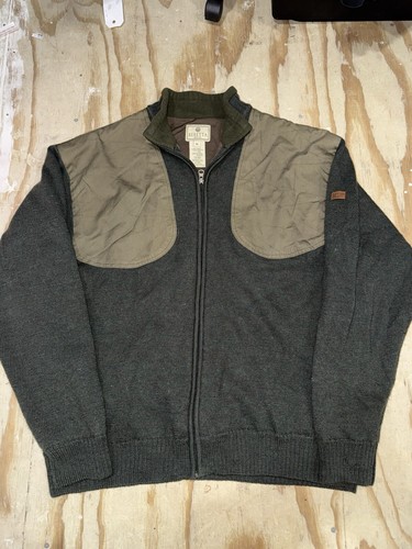 BERETTA Mens Jacket XL Brown Shooting Hunting 100% Wool Lined Full Zip Sweater