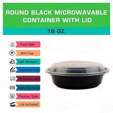 150 Pack Round Microwavable Plastic Meal Prep Containers with Lids 16 oz.