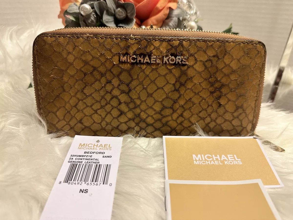 Michael Kors Animal Snake Skin Embossed Zip Around Wallet