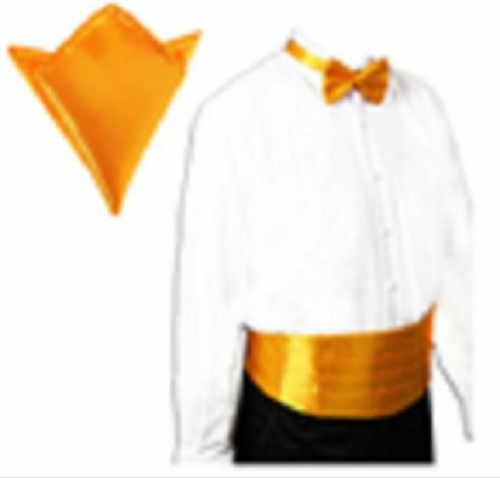 Satin Cummerbund and Bow Tie and Handkerchief Set 30 Colors Event Party Wedding - Picture 17 of 18