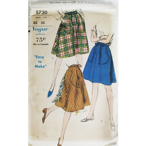 Vintage Vogue 5730 Sewing Pattern Waist: 26", Easy Sew, Wrapped Back Skirt, Cut - Picture 1 of 5