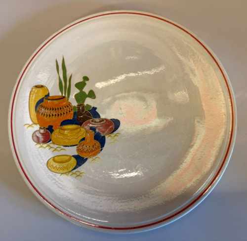 Homer Laughlin Kitchen Kraft Ovenserve Mexicana Pattern - Cake Plate - Red Band - Picture 2 of 9