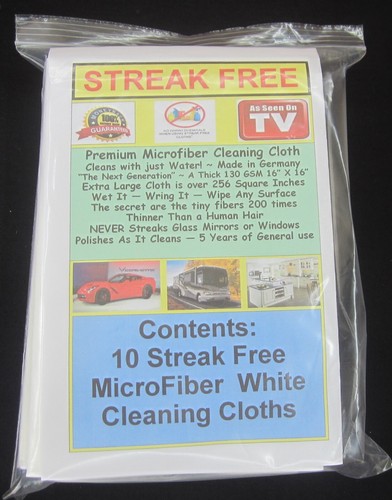 Streak Free Cloth 10 Pack Microfiber White FREE SHIPPING! Best 130 GSM Quality - Picture 2 of 11