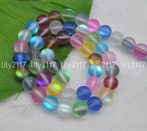 12MM Mystic Quartz Multi-Color Gems Loose Beads Holographic Matte DIY Bracelets - Picture 8 of 18