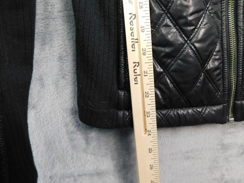 Prana Jacket Womens Medium Black Quilted Diva Sherpa Moto Bomber Mock Neck - Picture 10 of 12