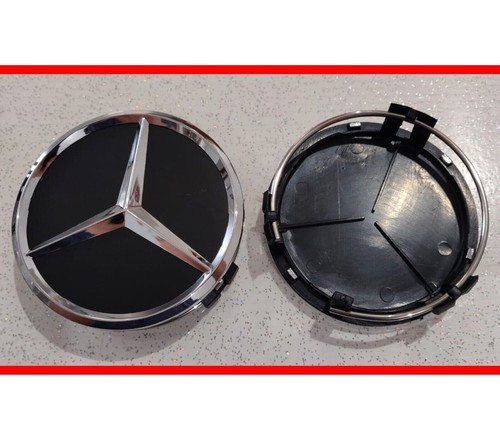 Nabendeckel 75mm kompatibel für Mercedes A B E CLA CLS CLK ML Schwarz Stern - Bild 4 von 7