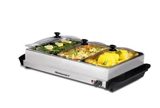 Elite Gourmet Triple 3 x 2.5 Qt. Trays, Buffet Server, Food Warmer Temperature