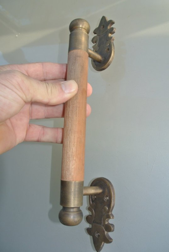 wooden handle DOOR 32 cm antique vintage asian style solid brass ends BOX 13 "B - Picture 8 of 8