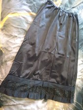 Vintage Rogers Half Slip Small Average Black Nylon Lace Pleated Vintage Lingerie