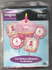 Sweet Little Cupcake Girl 1st Birthday Party Decoration Mylar Balloon Bouquet