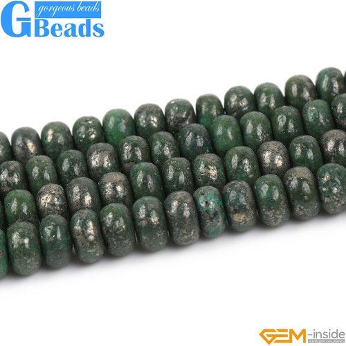 4x6mm Dyed Gemstone Rondelle Green Pyrite Beads Loose Beads Jewelry Making 15" - Picture 5 of 6