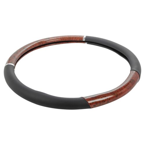 Luxury Steering Wheel Cover Mahogany Wood Effect 44cm Van Truck Lorry Protector - Picture 2 of 5