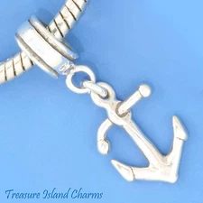 Ship Anchor Hope Symbol 3D 925 Solid Sterling Silver European Dangle Bead Charm