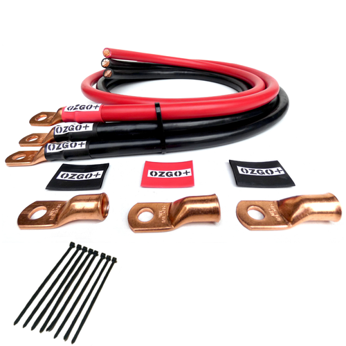 0 AWG Gauge Big 3 Upgrade Wiring Kit Pure OFC Copper Red Black Car 4FT - Picture 3 of 10
