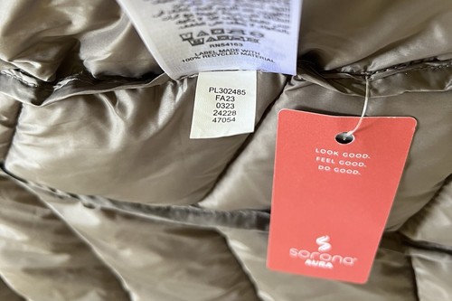 New with Tags Charter Club Packable Full Zip Hooded Puffer Coat Taupe Size M - Picture 6 of 10