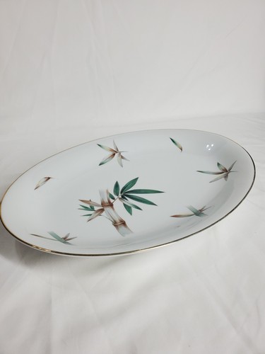 Fine China von Noritake ~ 5027 Muster ~ Bambus Design mit Goldrand, 16,5" Platte