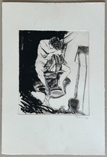 Norbert Tadeusz, sitzender Akt auf Stuhl, Radierung, 1970er, handsigniert